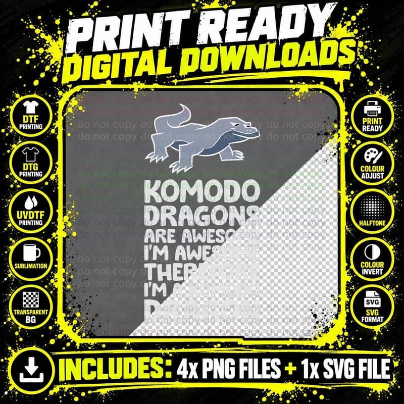 Komodo Dragons Are Awesome Therefore I'm a Komodo Dragon Png SVG Digital Bundle