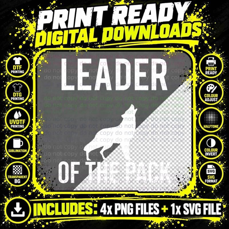 Leader of the Pack T-Shirt Vintage Funny Wolf Shirts Png SVG Digital Bundle