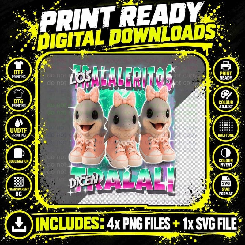 Los Tralaleritos Dicen Tralali Italian-Brainrot Shark Png SVG Digital Bundle