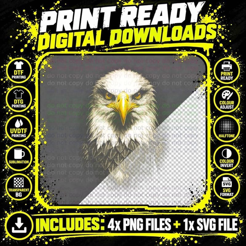 Majestic Bald Eagle T-Shirt, Wildlife Photography Png SVG Digital Bundle