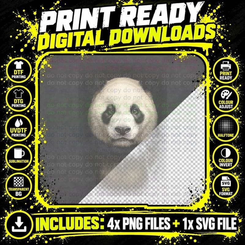 Majestic Panda Portrait T-Shirt, Wildlife Conservation Png SVG Digital Bundle
