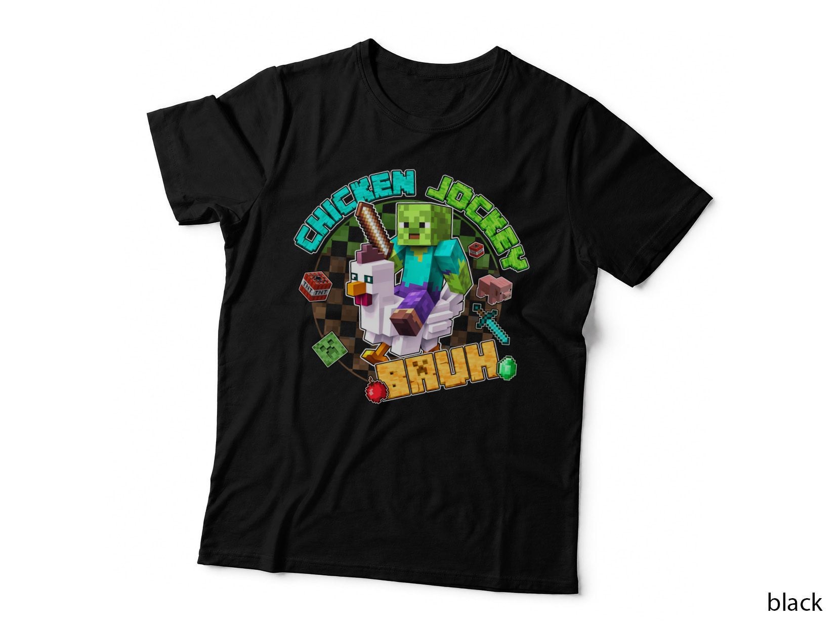 Miner Shirt, Crafter Mining Shirt, Chicken Jockey Bruh Meme T-Shirt