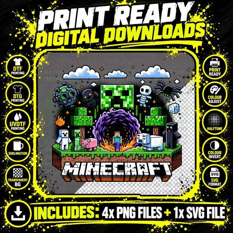 Miner Shirt, Crafter Mining Shirt, Chicken Jockey Creep Png SVG Digital Bundle