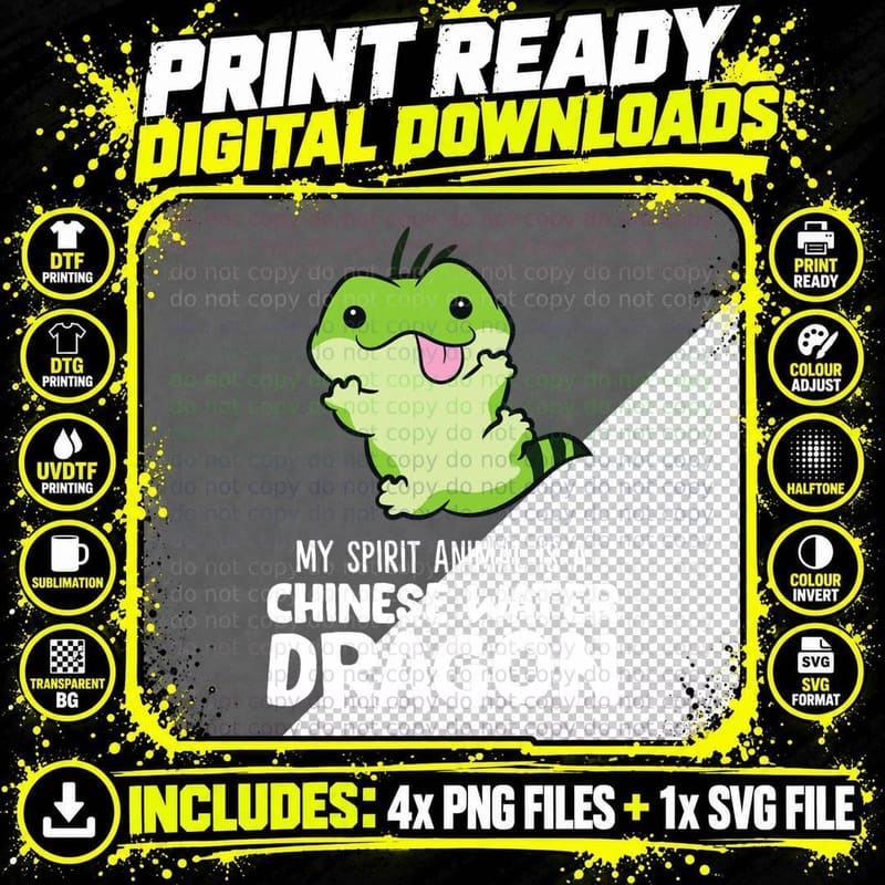 My Spirit Animal Is a Chinese Water Dragon T-Shirt Png SVG Digital Bundle