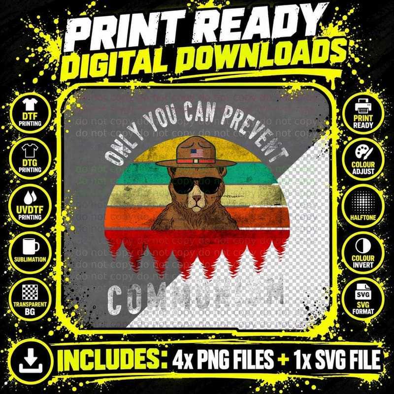 Only You Can Prevent Communism Russian Bear Retro Png SVG Digital Bundle