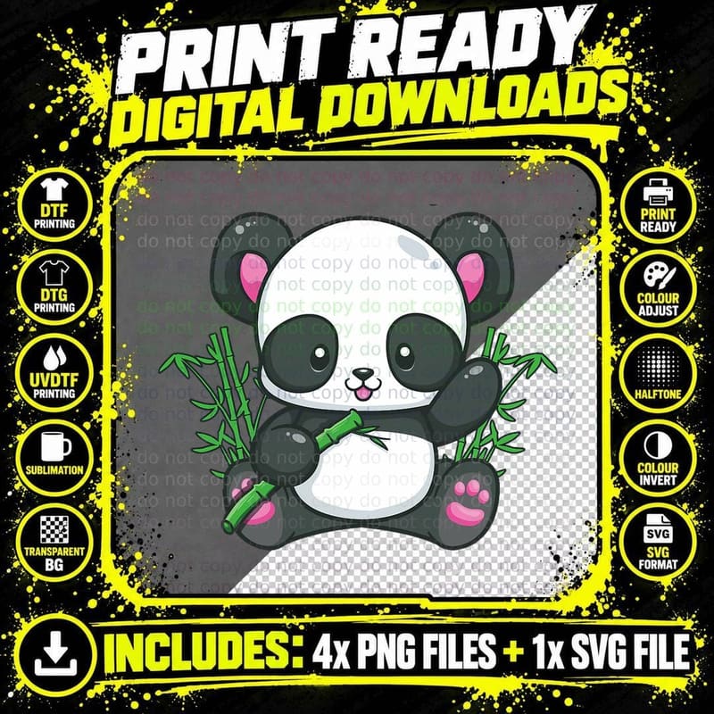 Panda Bear Gift Women Girls Who Love Pandas Kids Animal Png SVG Digital Bundle