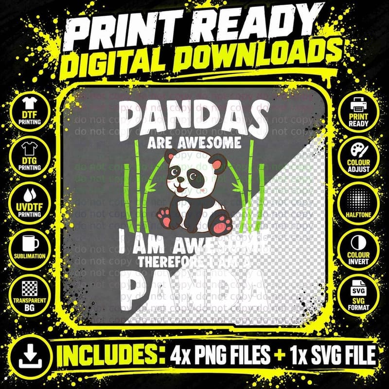 Panda Shirt Cute Panda Tshirt Pandas Are Awesome Panda Png SVG Digital Bundle