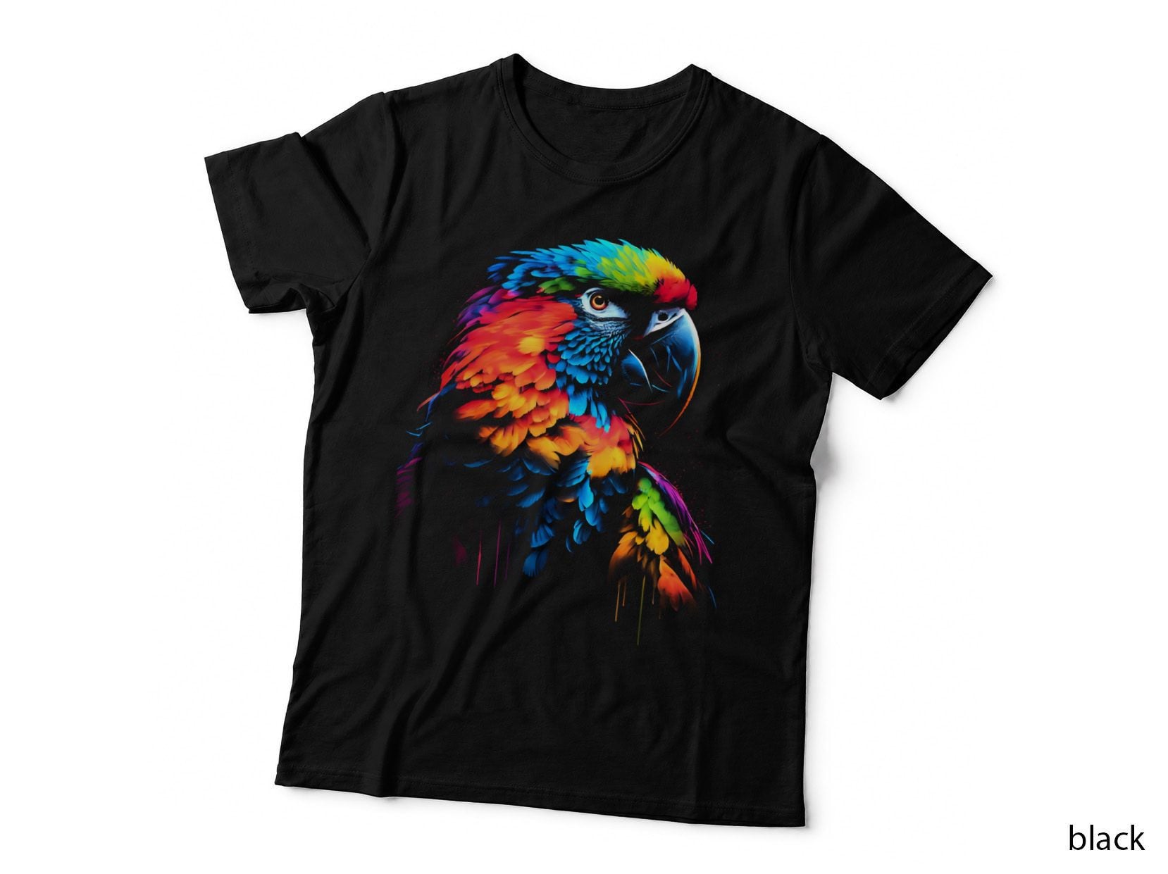 Parrot Art T-Shirt, Colorful Bird Print, Wildlife Tee