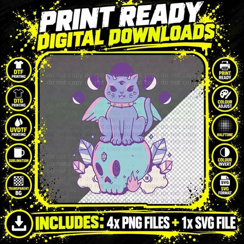 Pastel Goth Cat Gothic T-Shirt Png SVG Digital Bundle