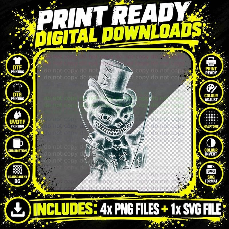 Pastel Goth Teddy Bear Voodoo Doll T-Shirt Png SVG Digital Bundle