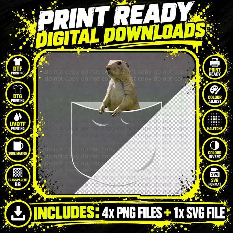 Pocket Prairie Dog, Funny Prairie Dog in Pocket T-Shirt Png SVG Digital Bundle