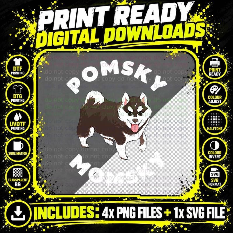 Pomsky Momsky for Dog Pet Mom T-Shirt Png SVG Digital Bundle