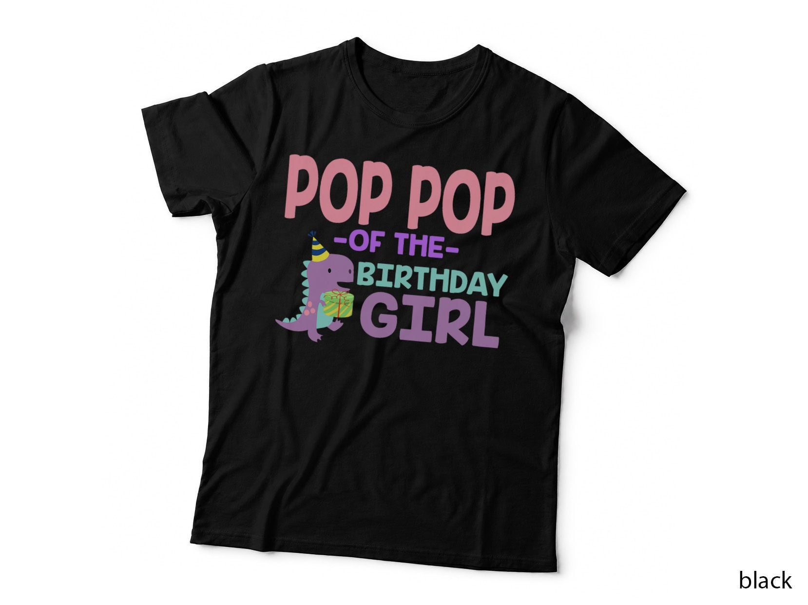 Pop Pop of the Birthday for Girl Saurus Rex Dinosaur Party T-Shirt