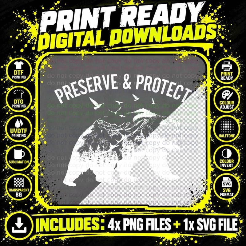 Preserve & Protect National Park Nature Forest Bear Png SVG Digital Bundle