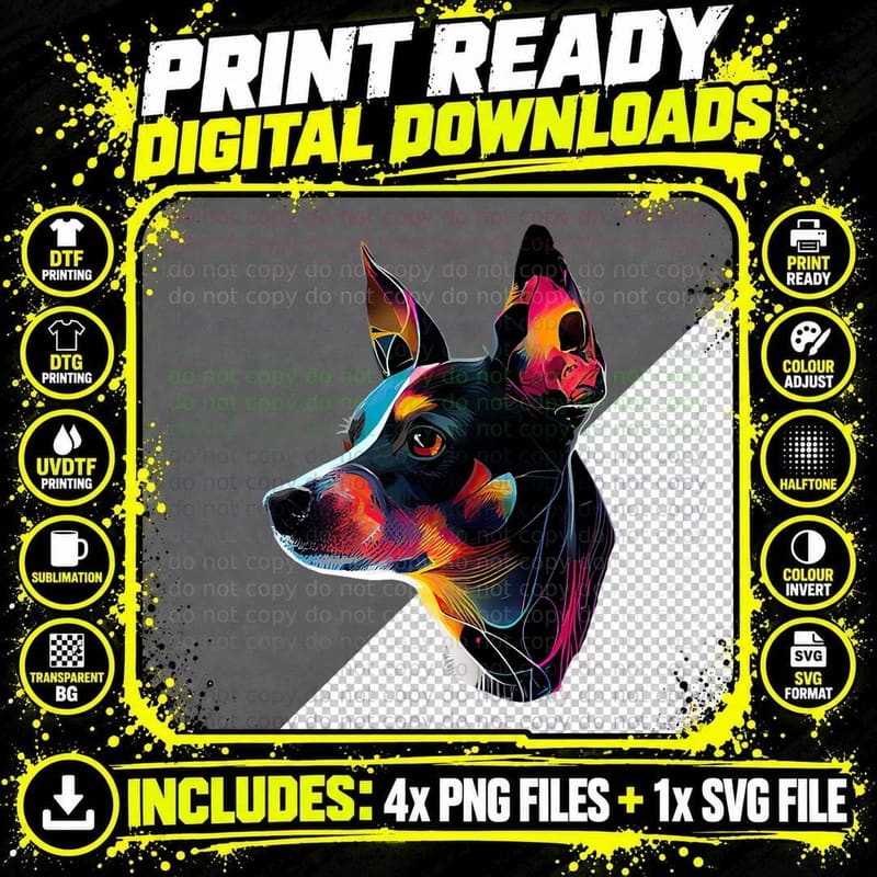 Rat Terrier Pop Art Colorful Design Rat Terrier Png SVG Digital Bundle