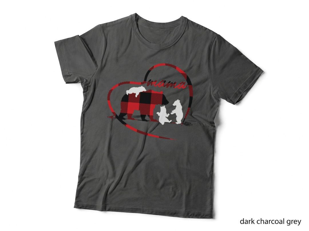 Red Buffalo Plaid Mama Bear Shirts 3 Cubs Women Mom Gifts T-Shirt