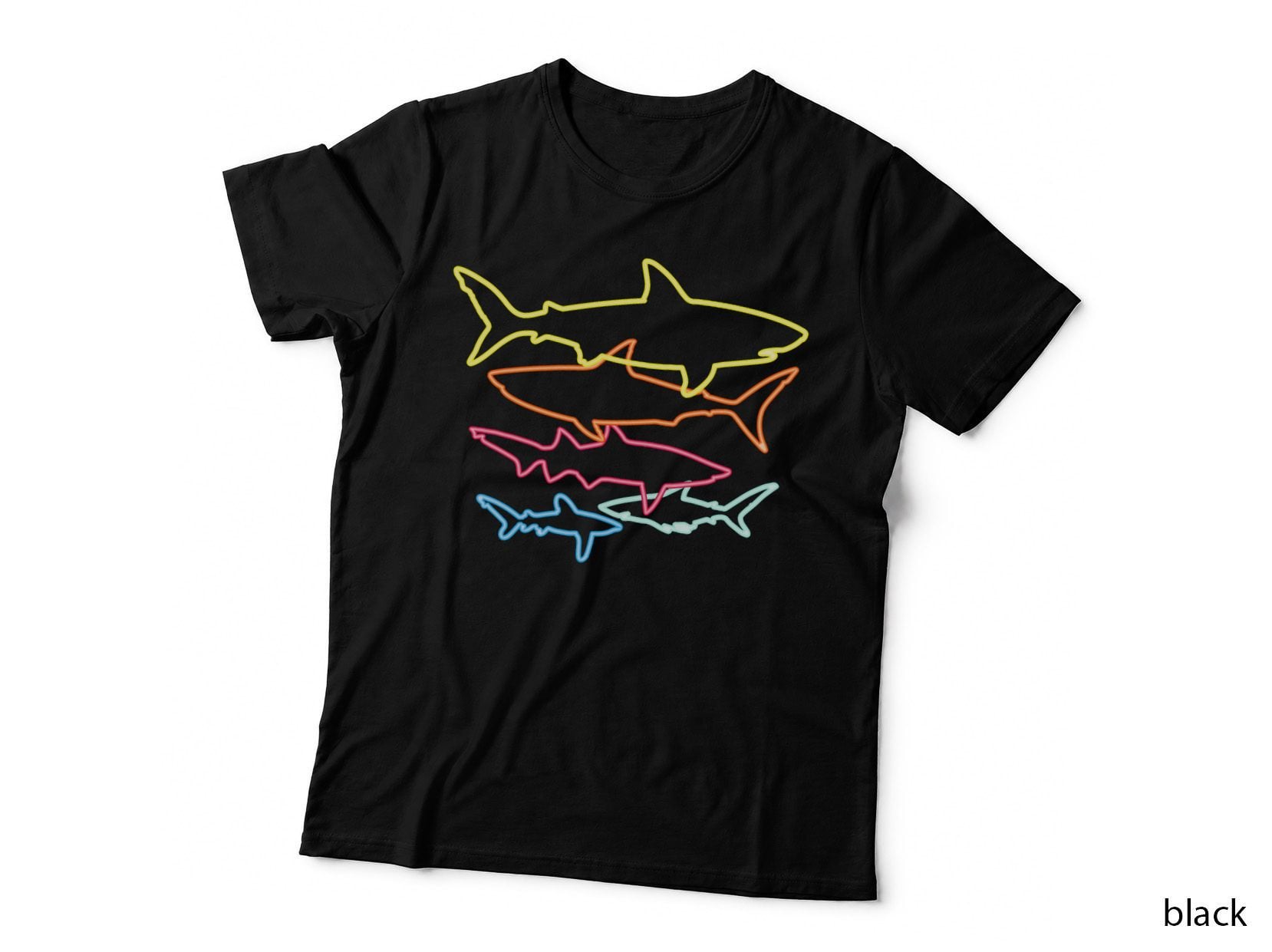 Retro 80s Shark Clothes Shark Party Kids Women Men Sharks T-Shirt