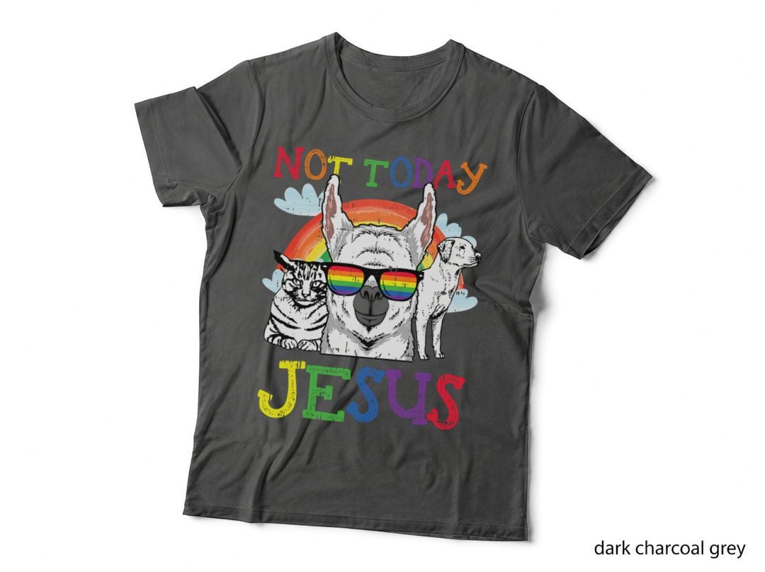 Satanic LGBT-Q Not Today Jesus Llama Cat Dog Goth-Ic Gifts T-Shirt