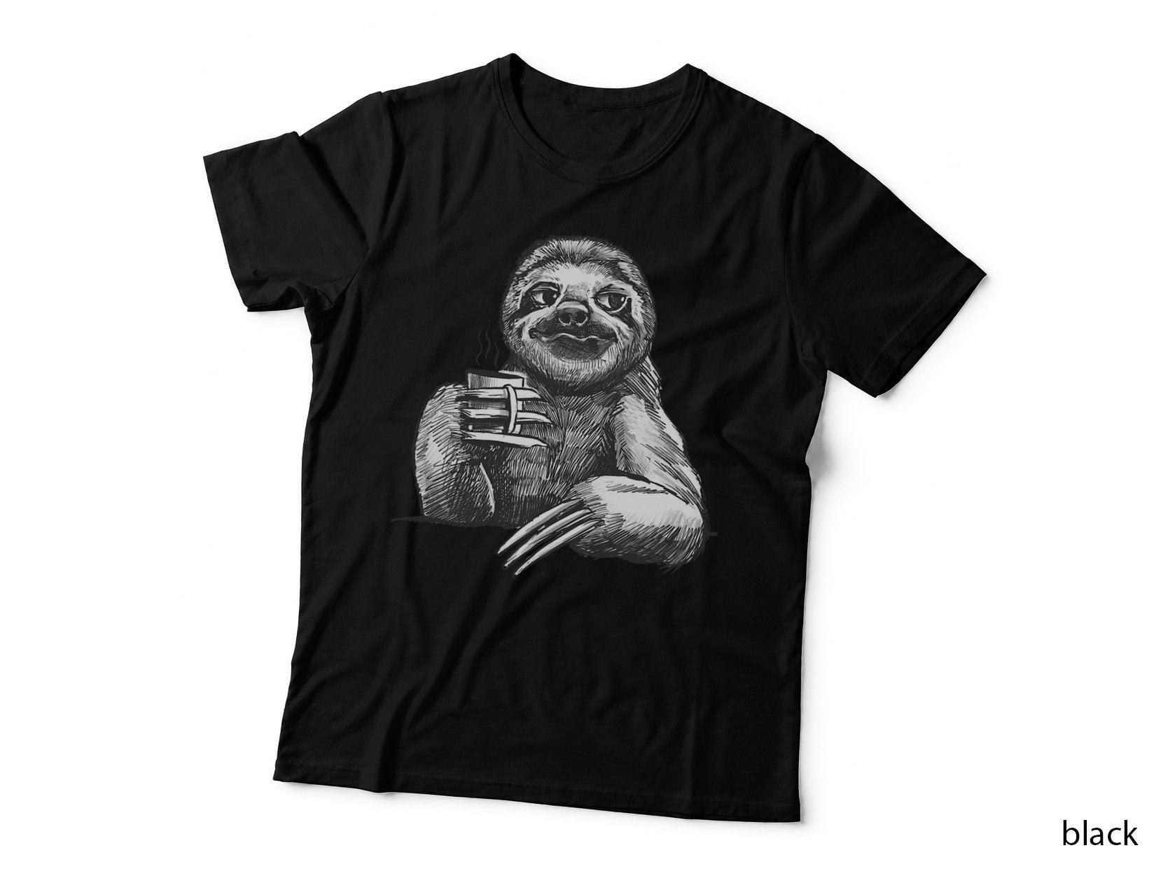 Sloth Drinking Coffee, Funny Cute Sloth T-Shirt