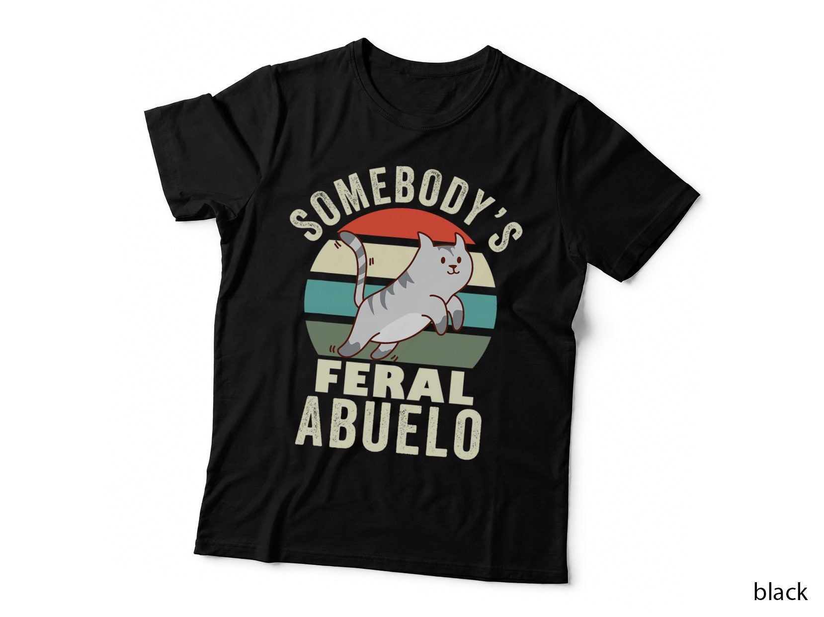 Somebody's Feral Abuelo Spanish Grandpa Granddad Retro Cat T-Shirt