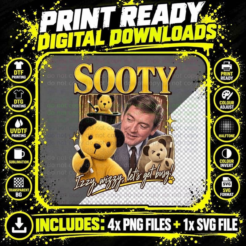Sooty Bear Retro British TV Nostalgia Kids Show Puppet Png SVG Digital Bundle