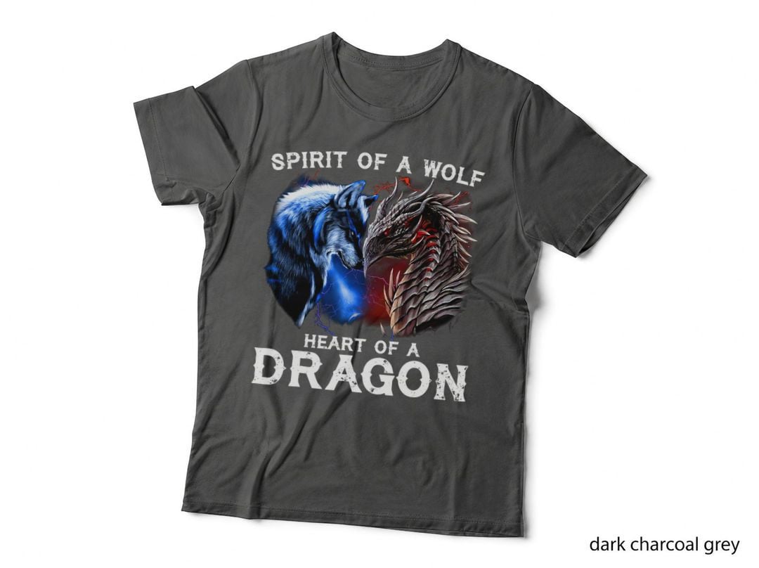 Spirit of a Wolf Heart of a Dragon Funny Matching Outfit T-Shirt