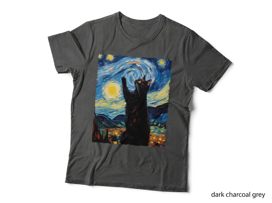 Starry Night Van Gogh Art Cat Lover Cat Mom Cat Dad, Pet Owner Gift T-Shirt