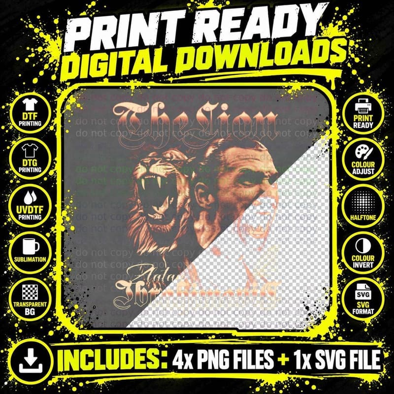 The Lion Halftone Print T-Shirt, Wild Cat Art Png SVG Digital Bundle
