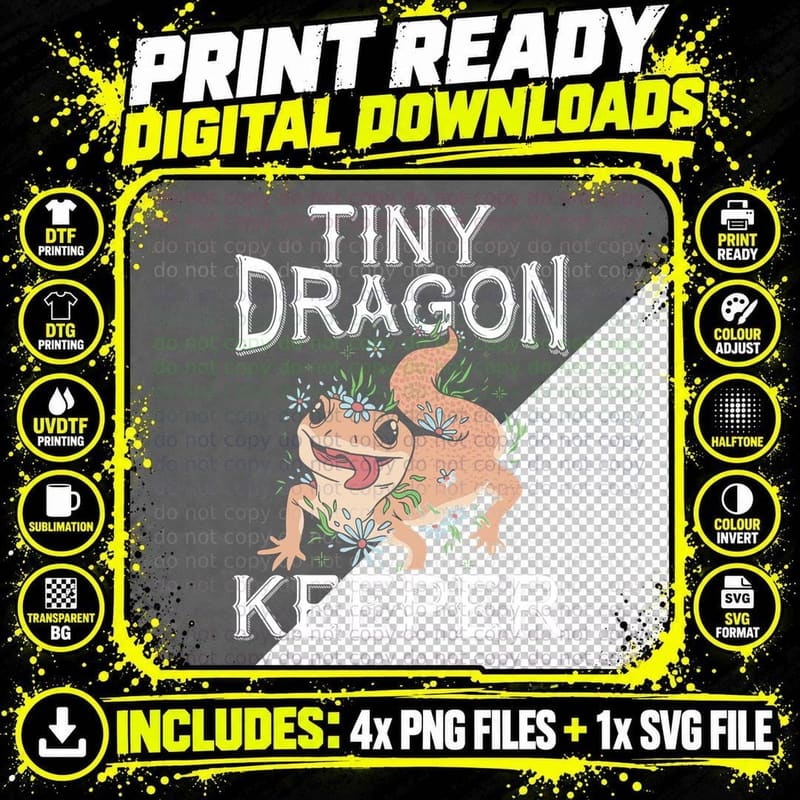 Tiny Dragon Keeper Leopard Gecko Lover Lizard Reptile Png SVG Digital Bundle