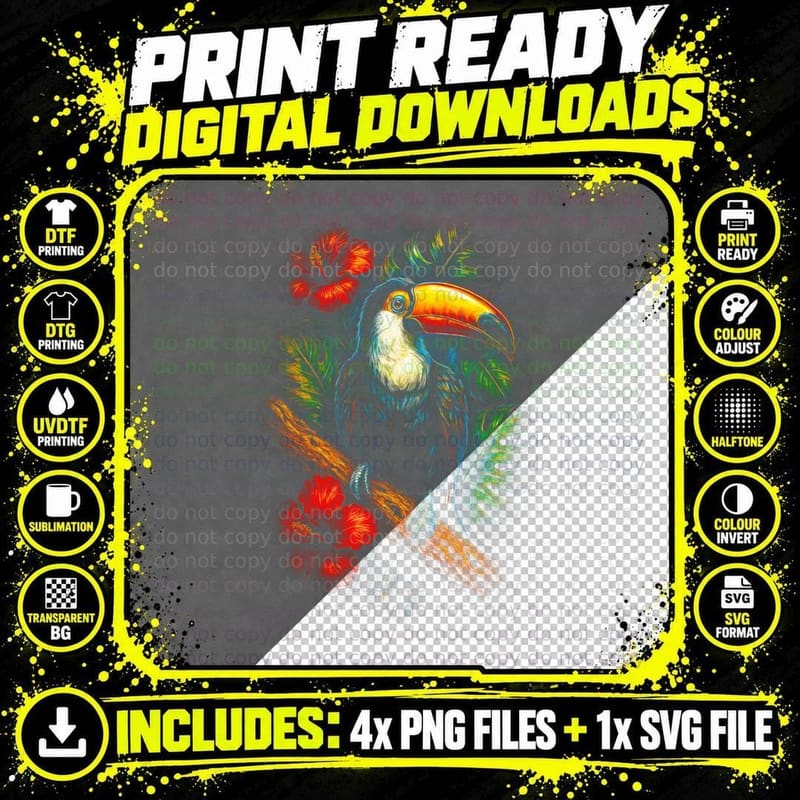 Toucan Tropical T-Shirt, Birdwatching Gift Png SVG Digital Bundle