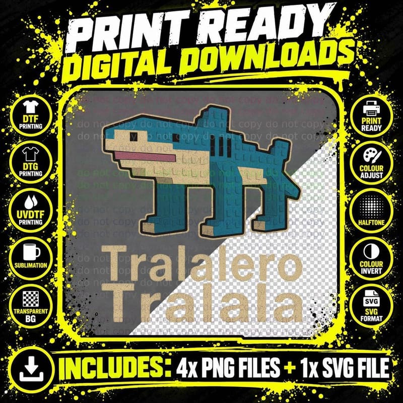 Tralalero Tralala Brainrot T-Shirt Png SVG Digital Bundle