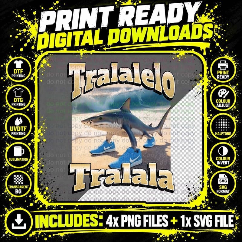 Tralalero Tralala Italian Brainrot T-Shirt Png SVG Digital Bundle