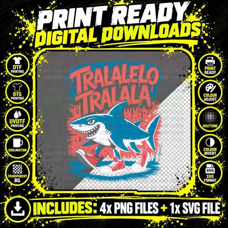 Tralalero Tralala Italian Brainrot T-Shirt Png SVG Digital Bundle