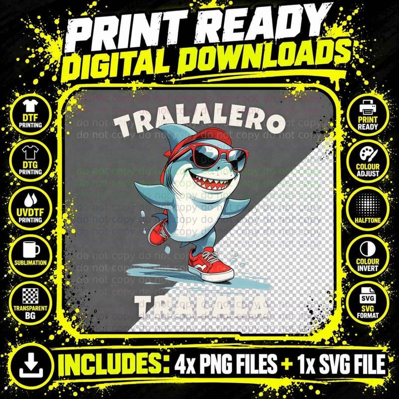 Tralalero Tralala Italian Brainrot T-Shirt Png SVG Digital Bundle
