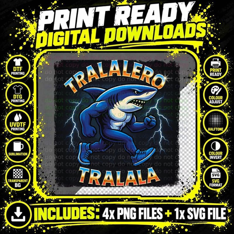 Tralalero Tralala Italian Brainrot T-Shirt Png SVG Digital Bundle