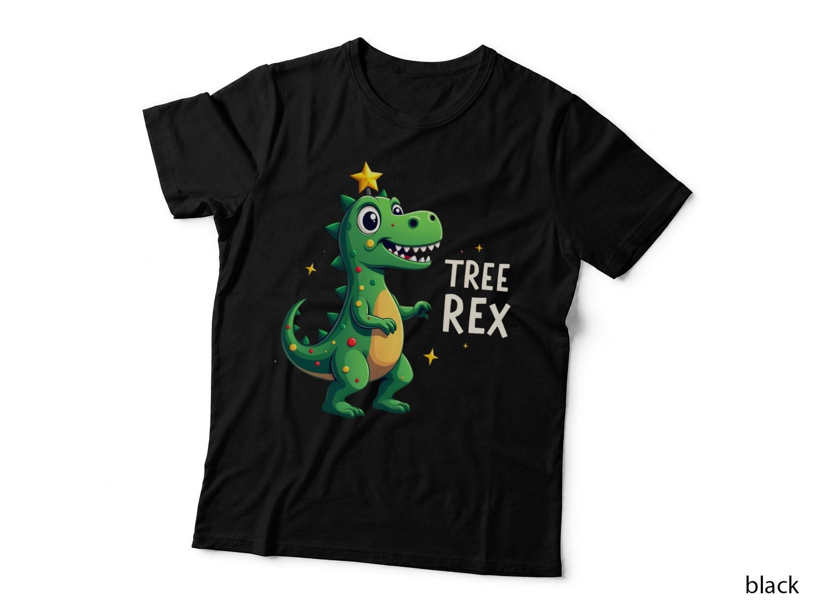Tree Rex Dinosaur Christmast, Spiky Dino with Lights and Stars T-Shirt