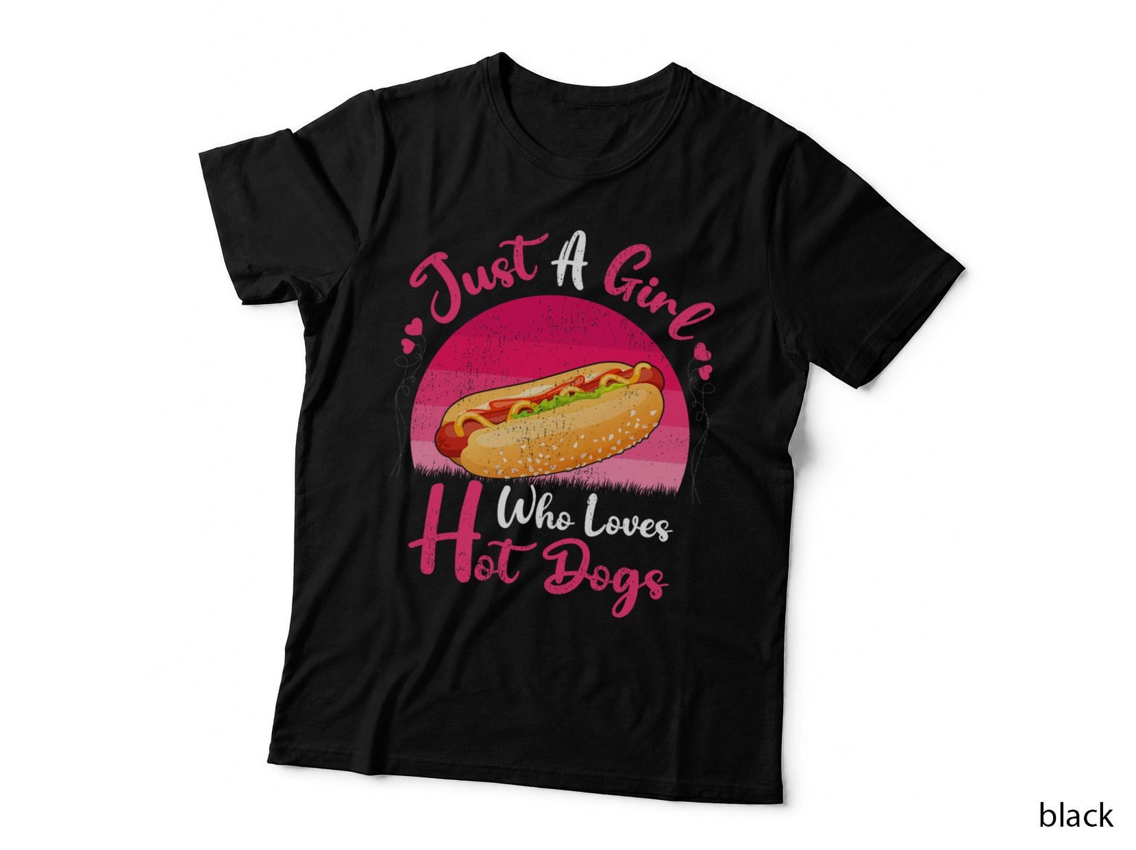 Vintage Hot Dog Food Lover Just a Girl Who Loves Hot Dogs T-Shirt
