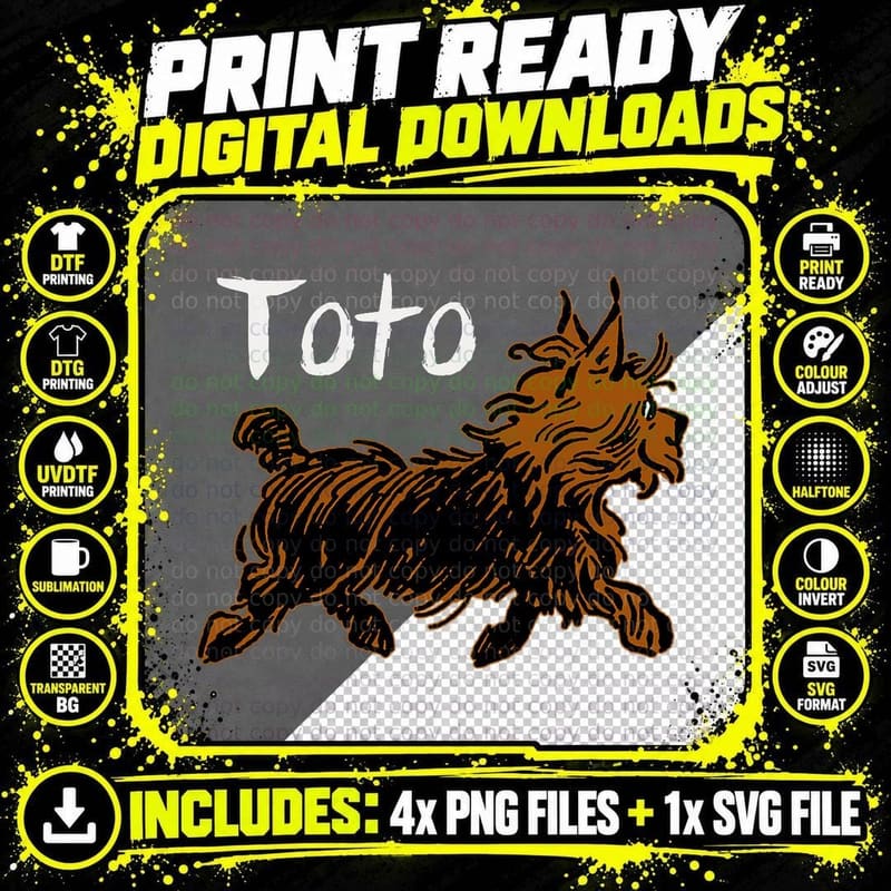 Vintage Oz Toto the Dog Shirt Art -Toto Wizard of Oz Png SVG Digital Bundle