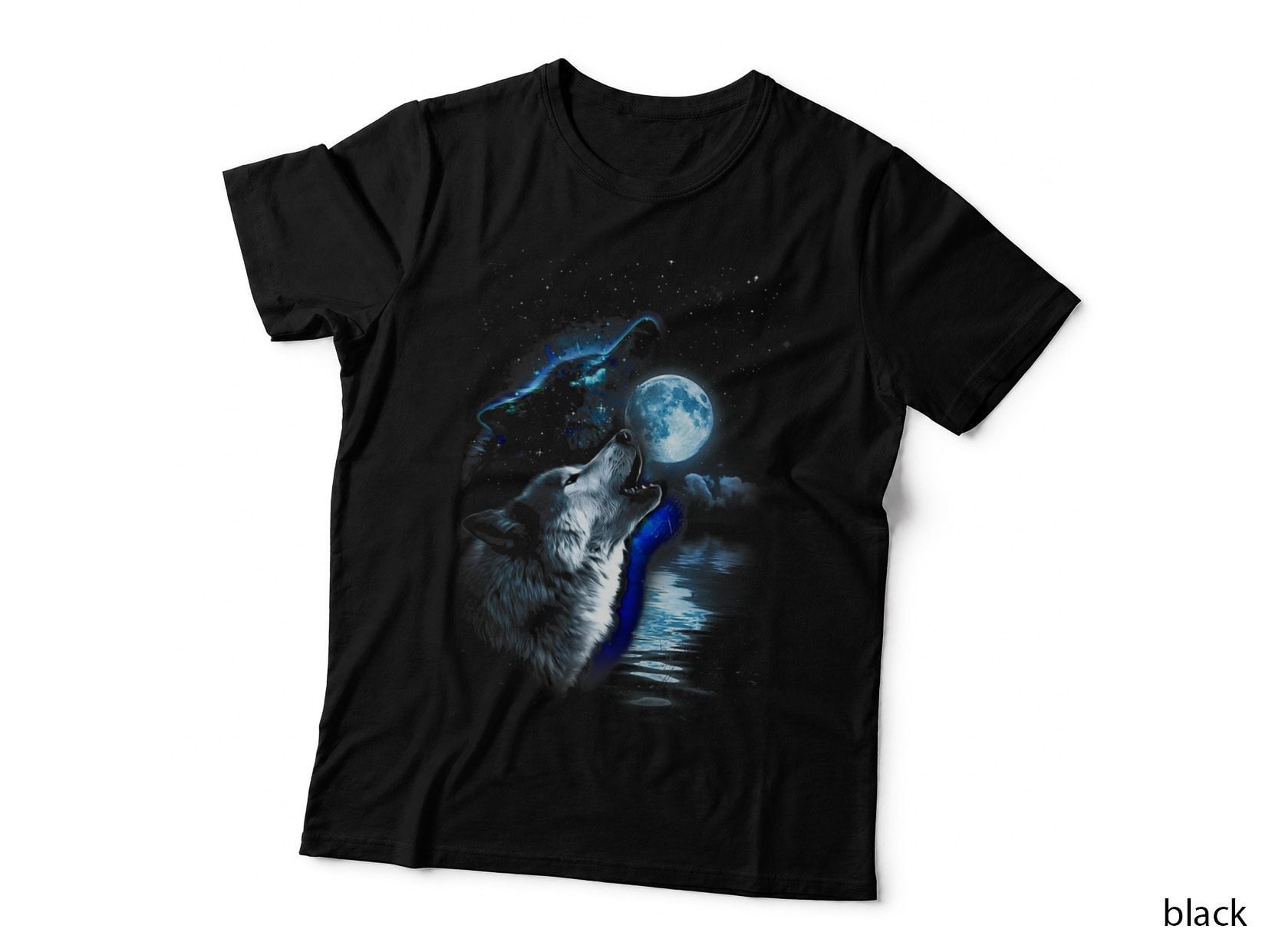 Wolf Moon Lake Wolf Howling Full Moon Wolf Graphics Design T-Shirt