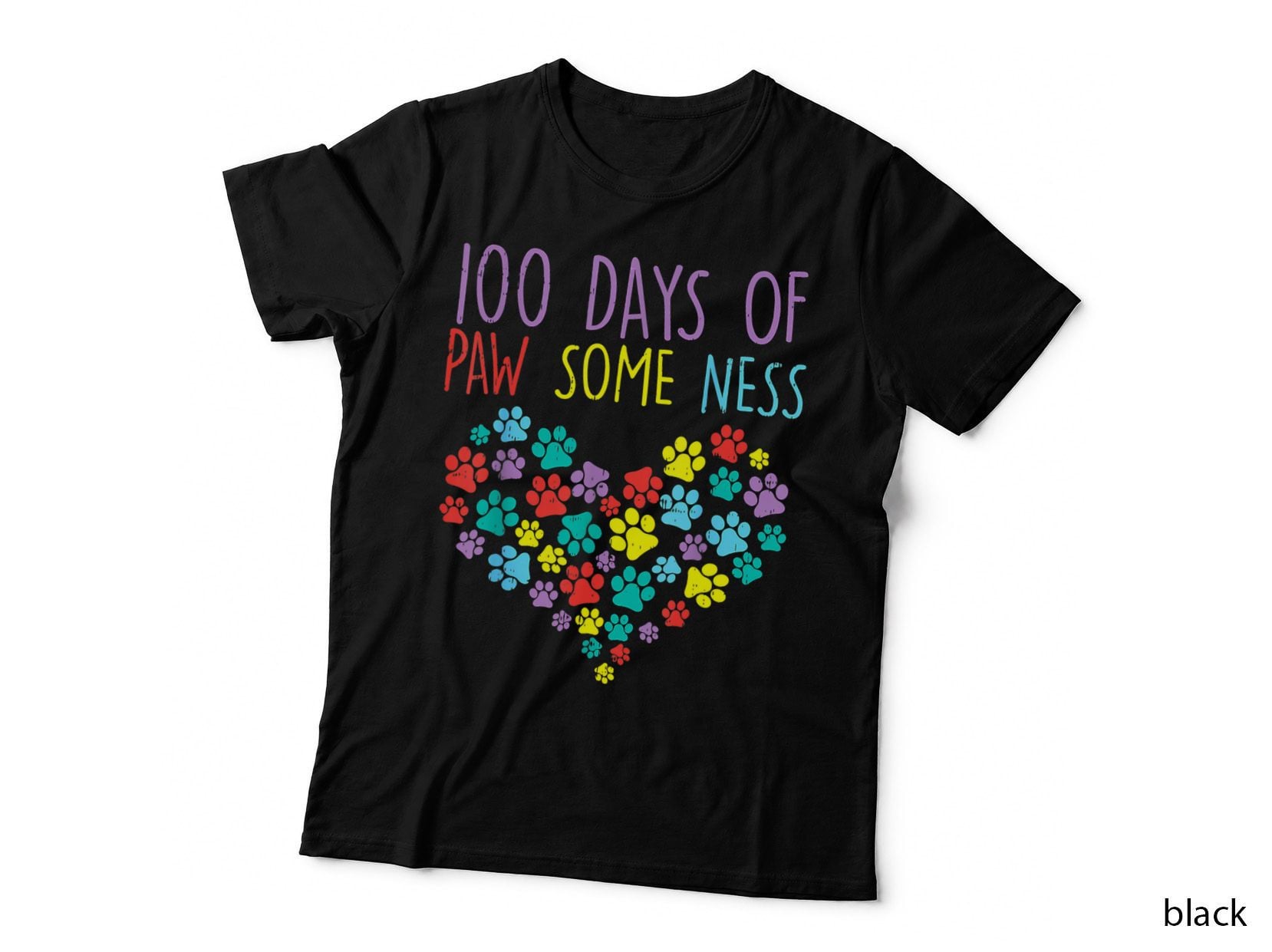 100 Days of Pawsomeness Heart 100th Day School Dog Cat T-Shirt
