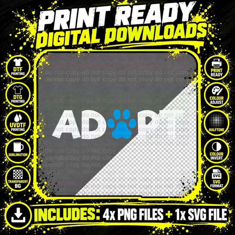 Adopt Rescue Dog Rescue Adopt a Dog Rescue Dog Adopt Png SVG Digital Bundle
