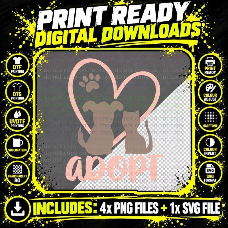 Adopt Rescue Pet Owner Rescue Mom or Dad - Dog and Cat Png SVG Digital Bundle