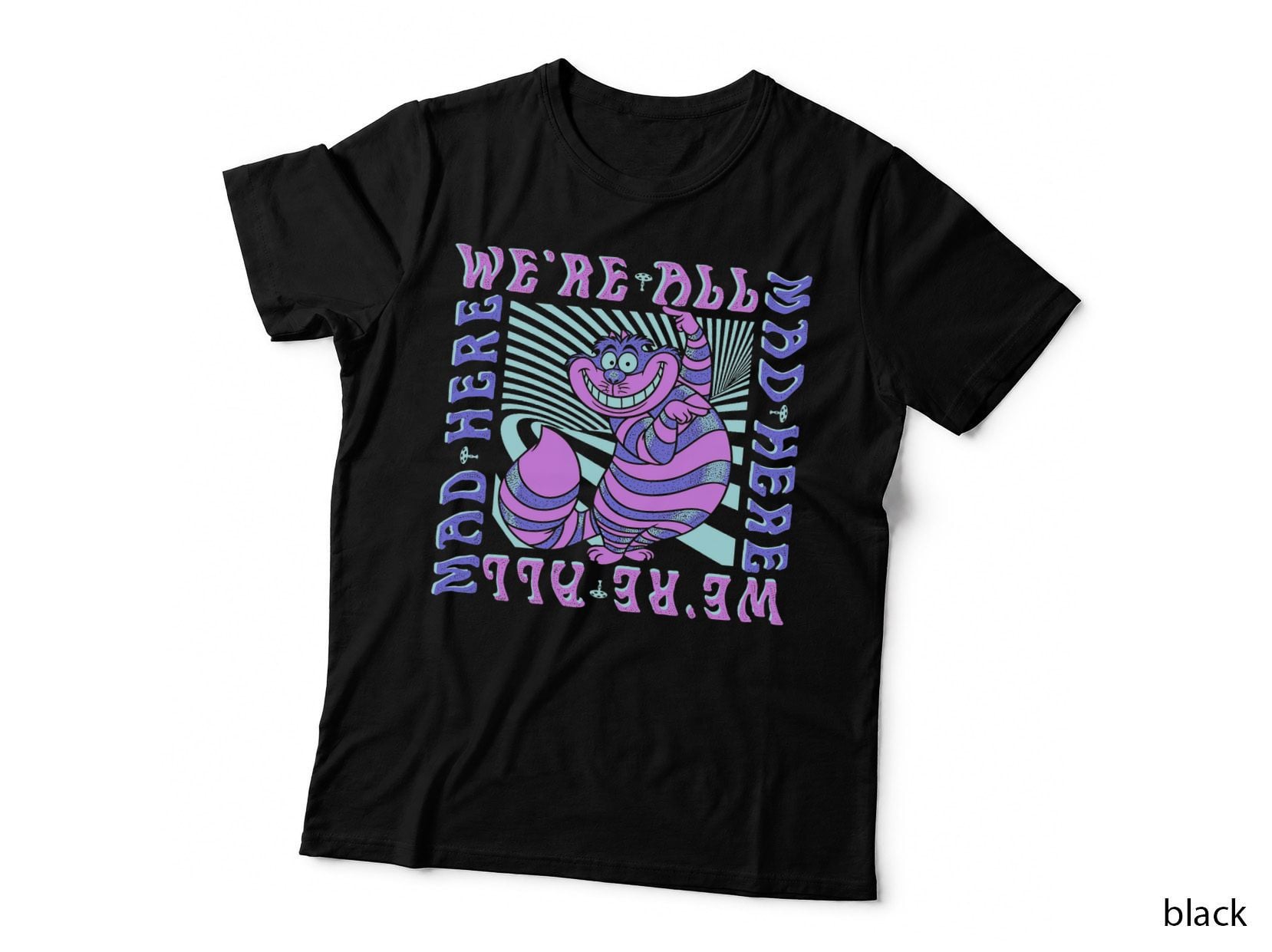 Alice in Wonderland Cheshire Cat We're All Mad Box up T-Shirt