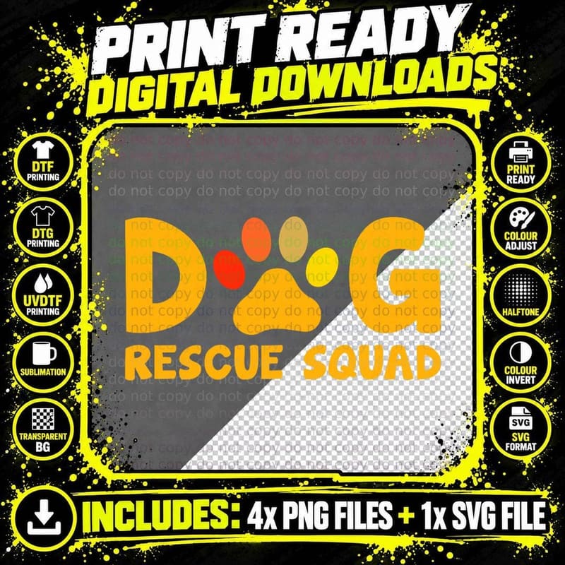 Animal Rescue Cute Animal Shelter Dog Rescue Squad Png SVG Digital Bundle
