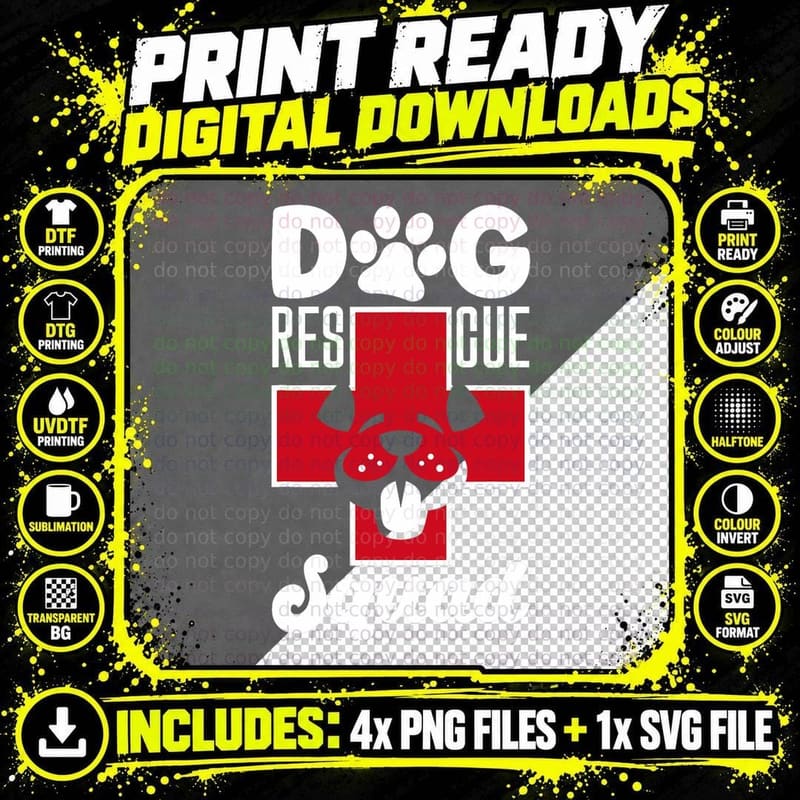 Animal Welfare Rescue Pet Adoption Dog Rescue Squad Png SVG Digital Bundle