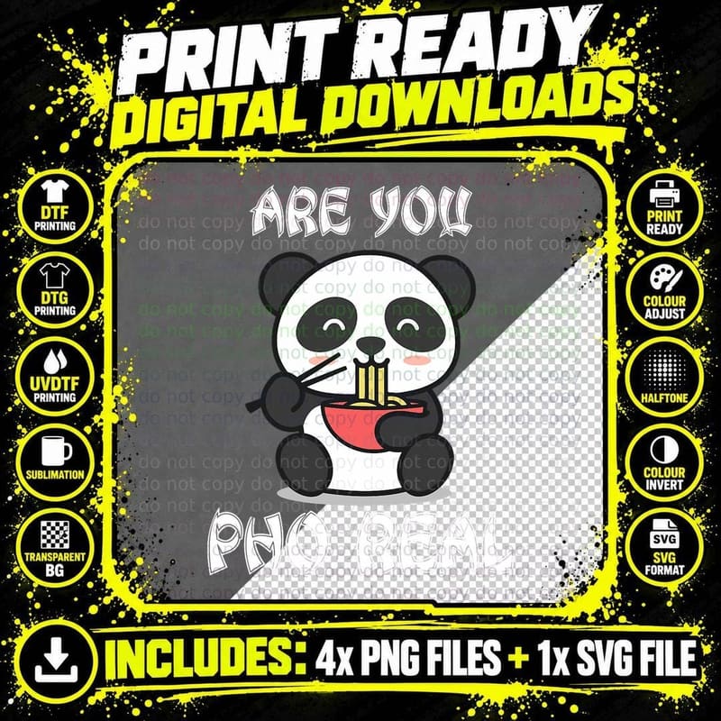 Are You Pho Real T-Shirt Funny Cute Panda Noodle Shirt Png SVG Digital Bundle