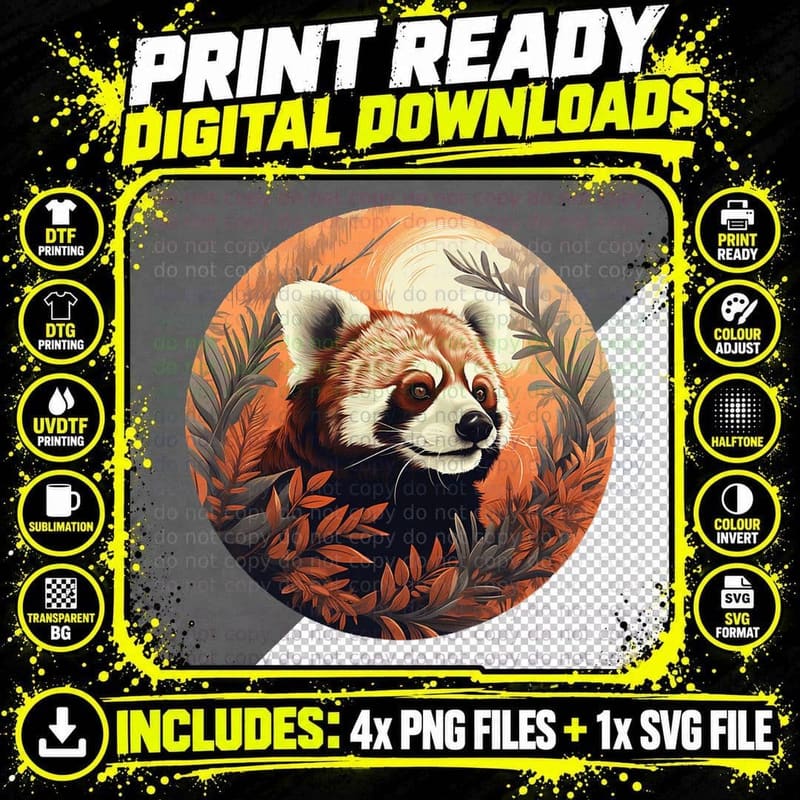 Artistic Red Panda in Bamboo T-Shirt Png SVG Digital Bundle