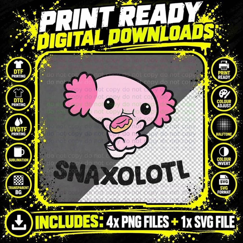 Axolotl Donut Sweets Axolotl Snaxolotl T-Shirt Png SVG Digital Bundle