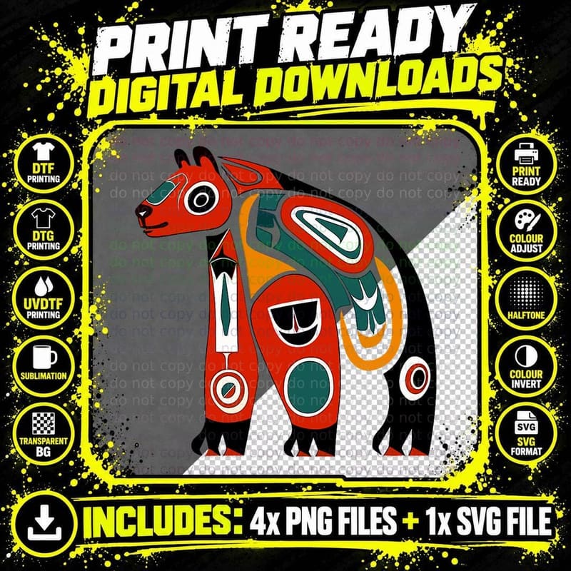 Bear Kachina Doll Native American Plains Style Hopi Art Png SVG Digital Bundle