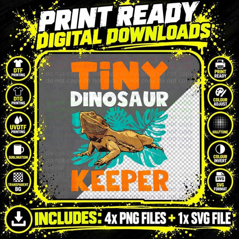 Bearded Dragon Lizard Reptile Tiny Dinosaur Keeper Png SVG Digital Bundle